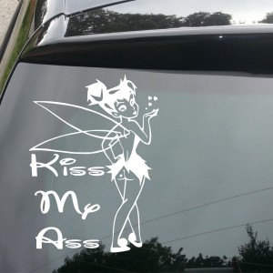 Tinkerbell 'Kiss My Ass' Car/Van/Window Decal Sticker